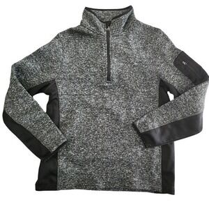 Rugby University Men's Gray Speckled Fleece 1/4 Zip‎ Pullover Sweater Medium